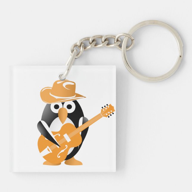 Penguin guitarist keychain (Back)
