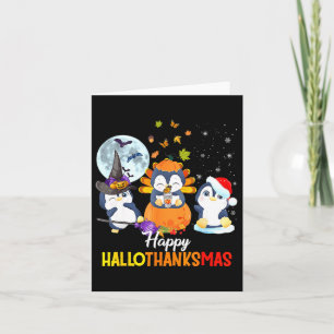 Penguin Halloween Merry Christmas Happy Hallothank Card