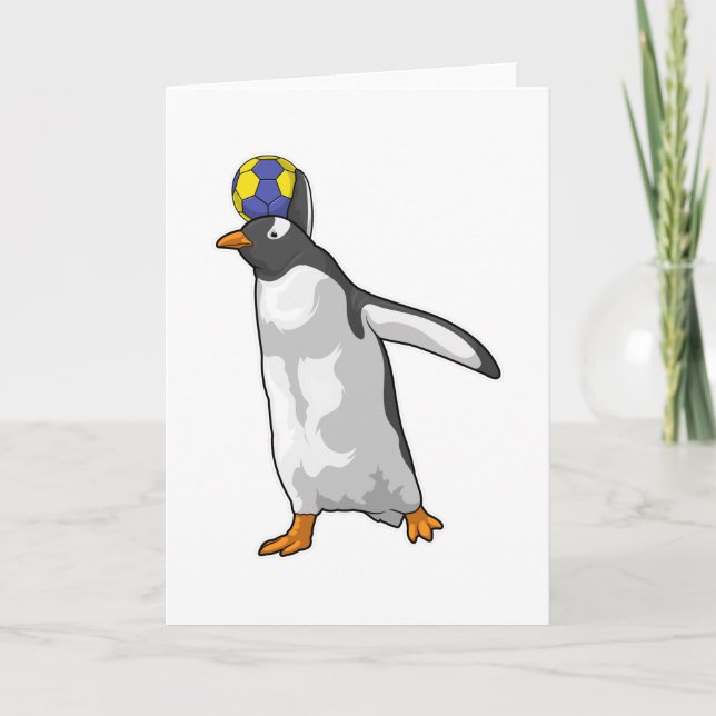 Penguin Handball player Handball Card (Front)