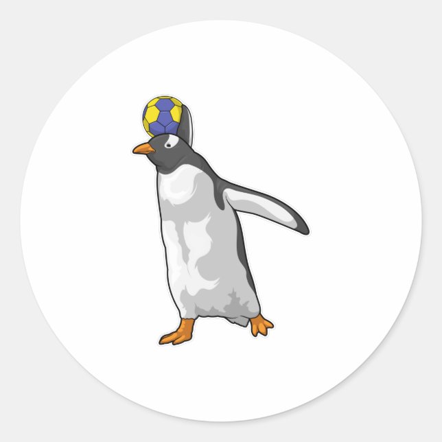 Penguin Handball player Handball Classic Round Sticker (Front)