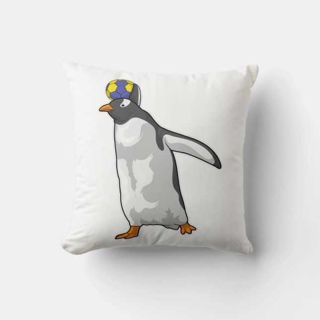 Penguin Handball player Handball Throw Pillow (Front)