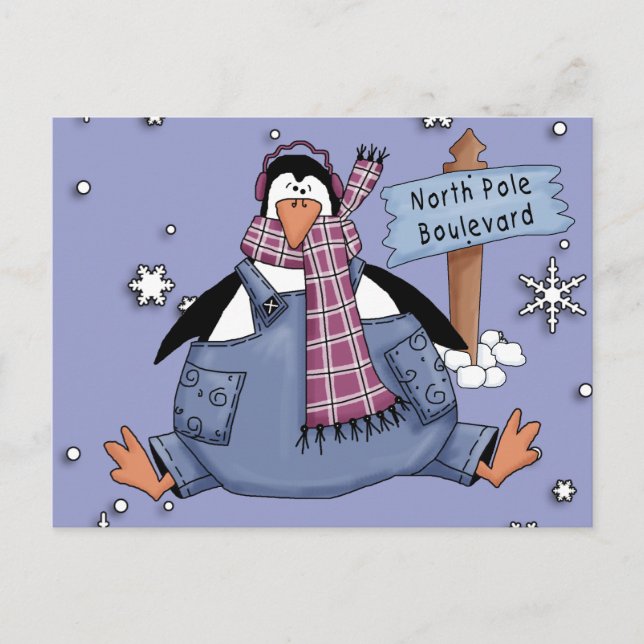 Penguin Happy Holidays Holiday Postcard (Front)