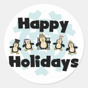 Penguin Happy Holidays Tshirts and Gifts Classic Round Sticker