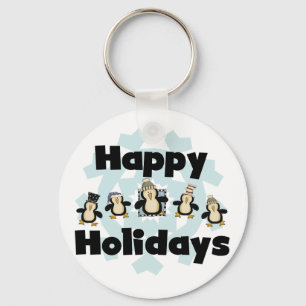 Penguin Happy Holidays Tshirts and Gifts Keychain