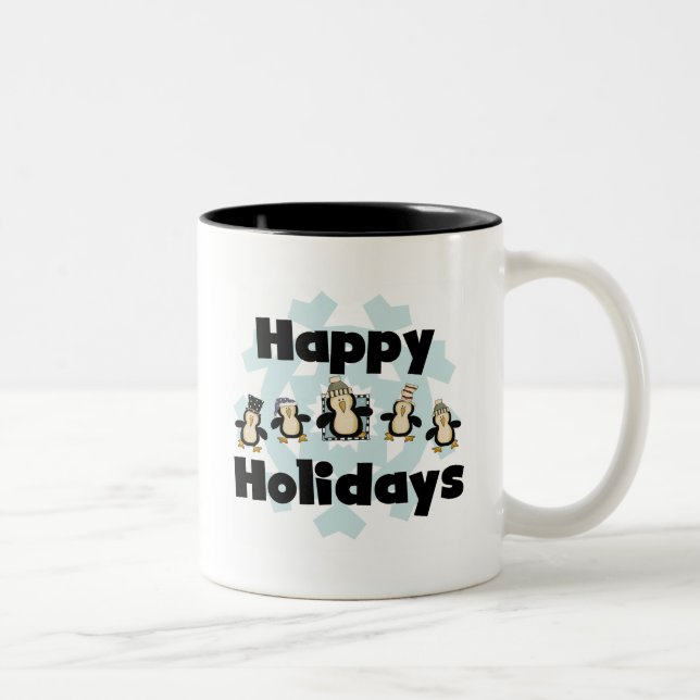 Penguin Happy Holidays Tshirts and Gifts Two-Tone Coffee Mug (Right)
