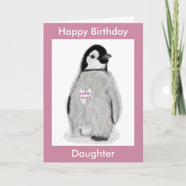Penguin Heart carte d'anniversaire fille maman etc (Devant)