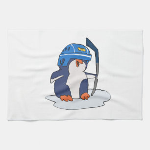Penguin hockey player choose background colour kitchen towel