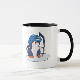 Penguin hockey player   choose background colour mug