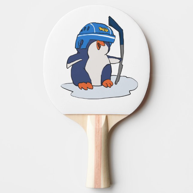 Penguin hockey player | choose background colour ping pong paddle (Front)