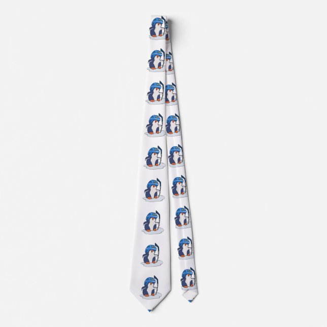 Penguin hockey player | choose background colour tie (Front)