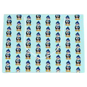 Penguin Holding a Dreidel at Hanukkah Large Gift Bag