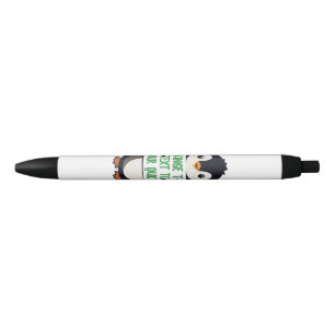 Penguin holding a sign with custom message black ink pen
