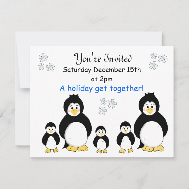 Penguin Holiday Party Invitation (Front)