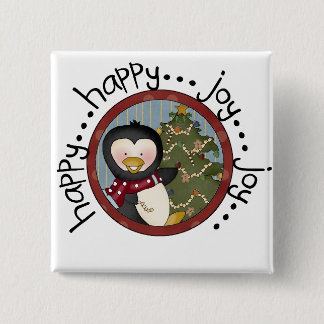 Penguin Holiday T-shirts and Gifts 2 Inch Square Button (Front)