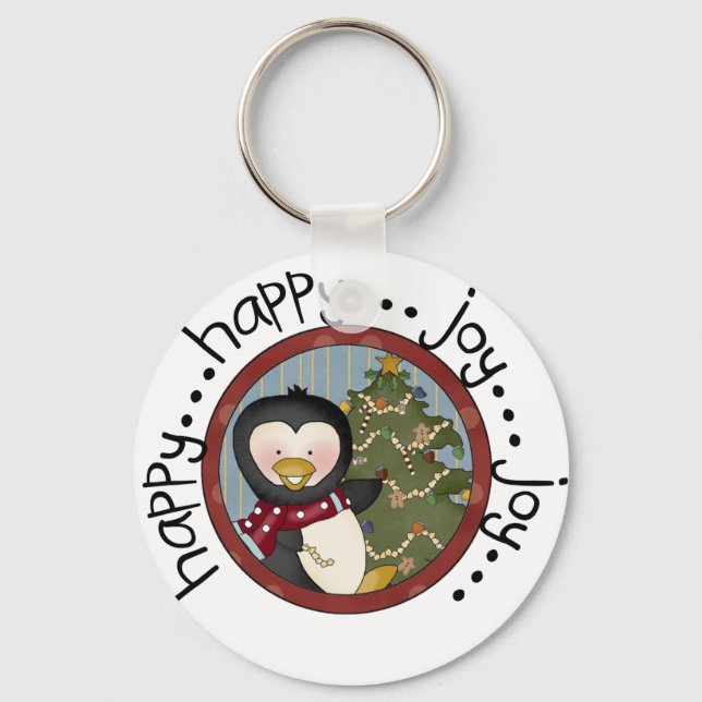 Penguin Holiday T-shirts and Gifts Keychain (Front)
