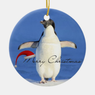 Penguin hug Christmas Ceramic Ornament