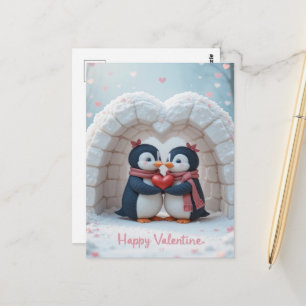 Penguin Hug Valentine Cute Love Animals  Postcard
