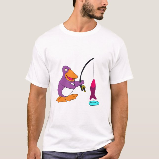 Penguin Ice Fishing T-shirts and Gifts (Front)