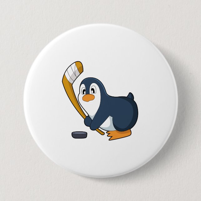 Penguin Ice hockey Ice hockey stick 3 Inch Round Button (Front)