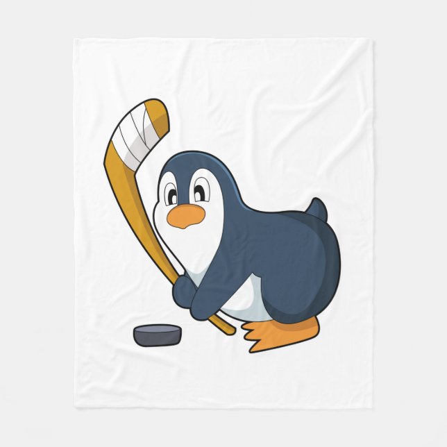 Penguin Ice hockey Ice hockey stick Fleece Blanket (Front)