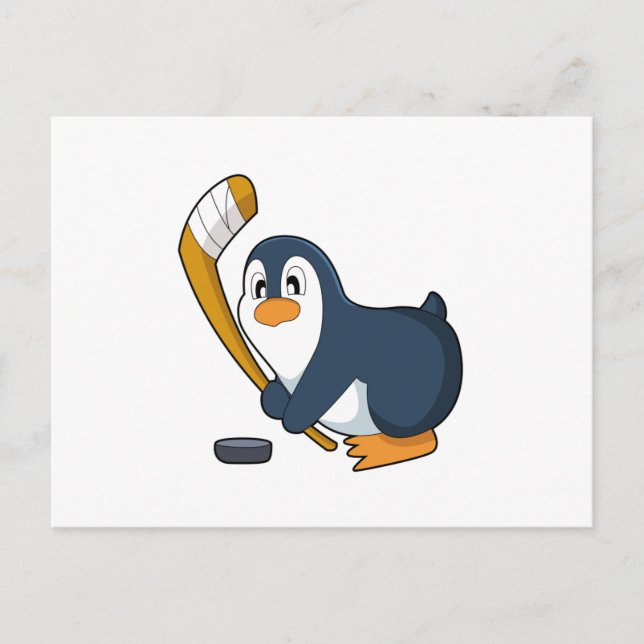 Penguin Ice hockey Ice hockey stick Postcard (Front)