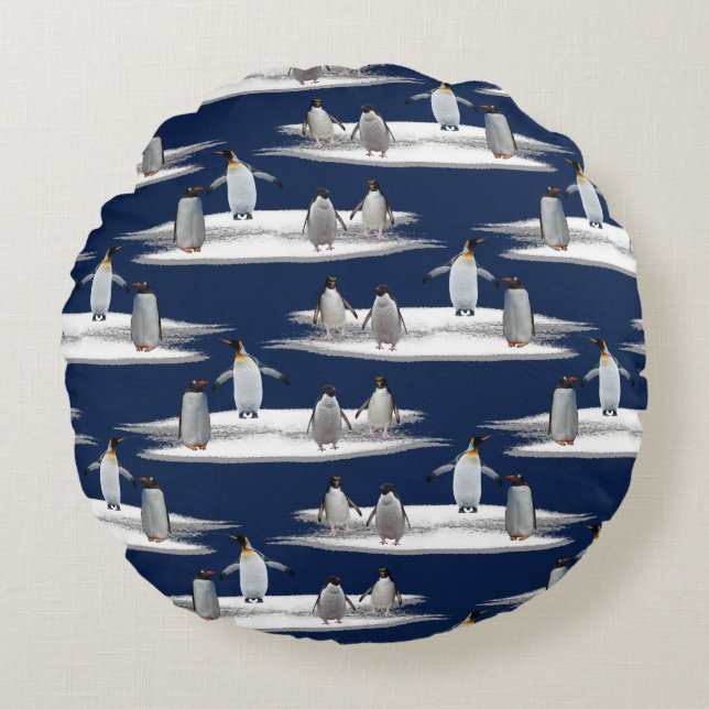 Penguin Iceberg Party Pillow (Navy) (Front)