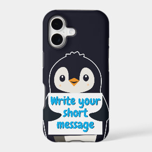 Penguin illustration holding customizable sign