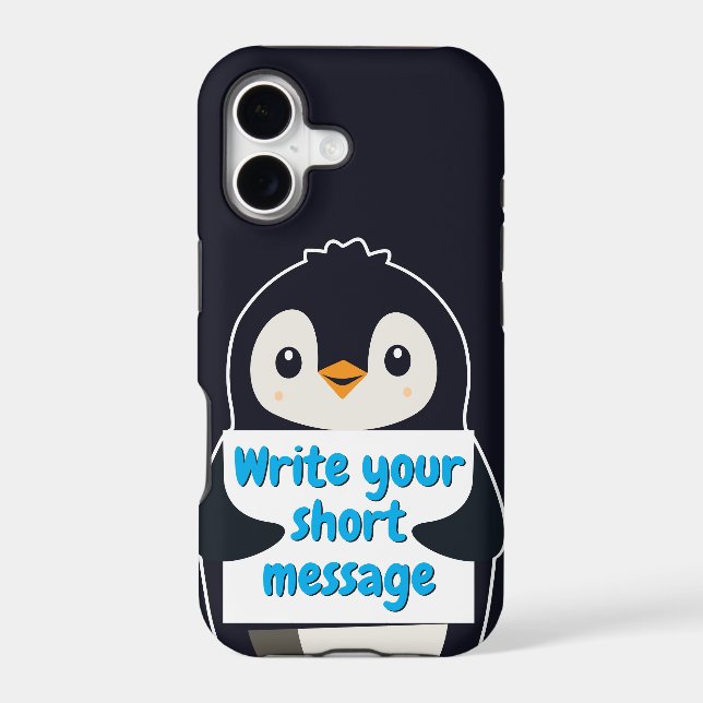 Penguin illustration holding customizable sign (Verso)