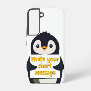 Penguin illustration holding customizable sign samsung galaxy case