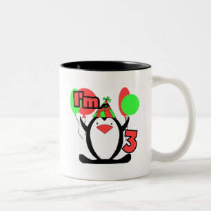 Penguin I'm 3 Birthday Tshirts and Gifts Two-Tone Coffee Mug