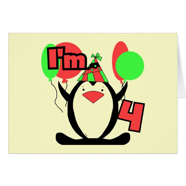 Penguin I'm 4 Birthday T shirts and Gifts (Front Horizontal)
