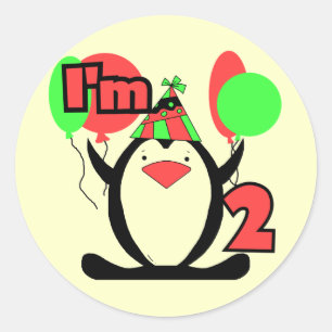 Penguin I'm Two Tshirts and Gifts Classic Round Sticker