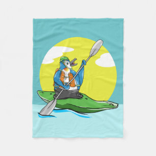 Penguin in a kayak fleece blanket