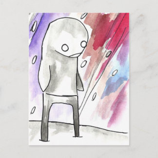 penguin in a mild snowstorm postcard