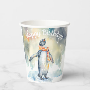Penguin in a snowy Landscape - Birthday Party - Paper Cups
