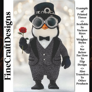 Penguin `In A Suit Toasting Cheers AH5O Decoupage Tissue Paper