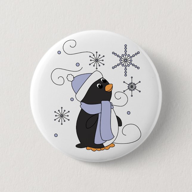 Penguin in Awe 2 Inch Round Button (Front)