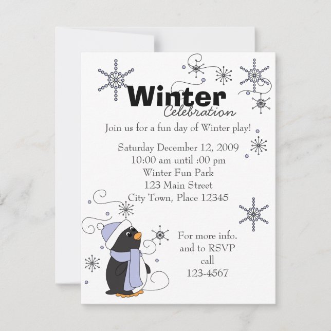 Penguin in Awe Invitation (Front)