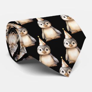 Penguin in Birthday Hat Neck Tie