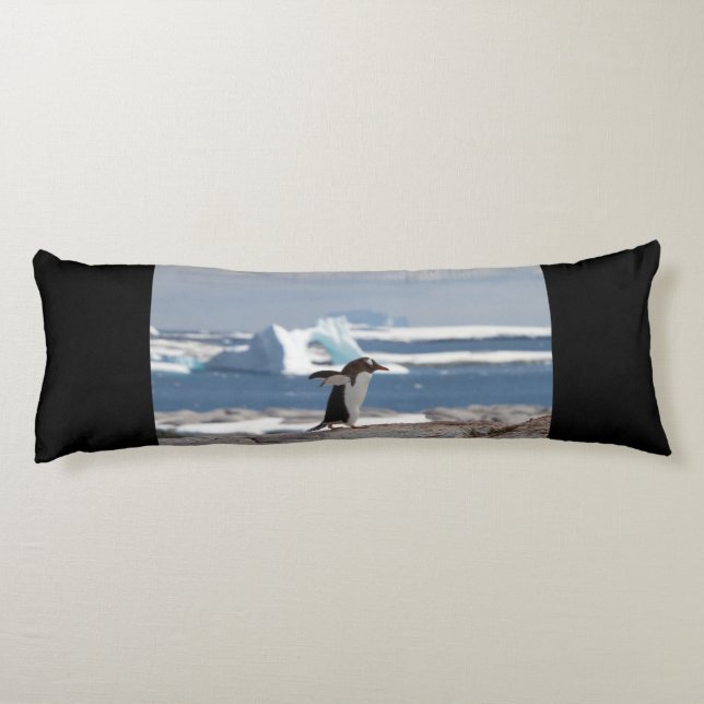 Penguin in front of an ice arch body pillow (Back)