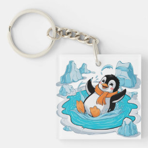 Penguin in Ice Keychain