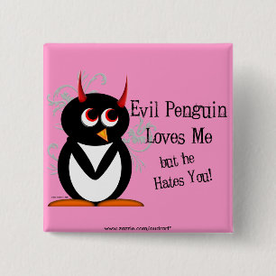 Penguin in love Bling 2 Inch Square Button