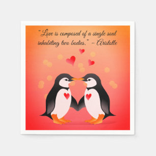 Penguin in Love Paper Party Napkins