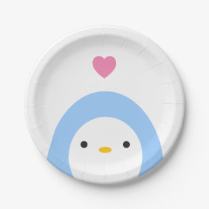 Penguin in Love Paper Plate