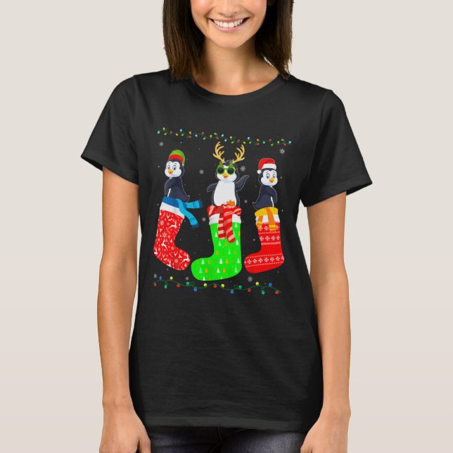 Penguin In Xmas Socks Funny Holiday Ugly Sweater C (Front)