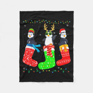 Penguin In Xmas Socks Funny Holiday Ugly Sweater C Fleece Blanket