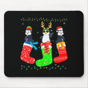 Penguin In Xmas Socks Funny Holiday Ugly Sweater C Mouse Pad