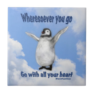 Penguin Inspirational Confucius Quote  Tile