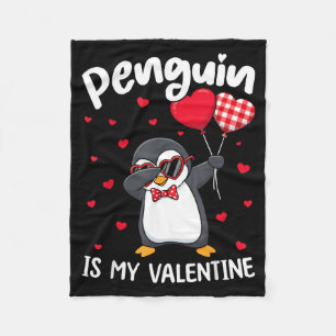 Penguin Is My Valentine Funny Bird V Day Cute Anim Fleece Blanket