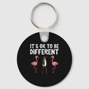 Penguin Its Okay To Be Different Flamingo Men Wome Keychain